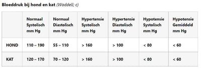 Wat zijn de normaalwaarden van de bloeddruk bij katten en honden? - Besurgical