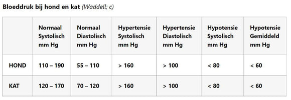 Wat zijn de normaalwaarden van de bloeddruk bij katten en honden? - Besurgical