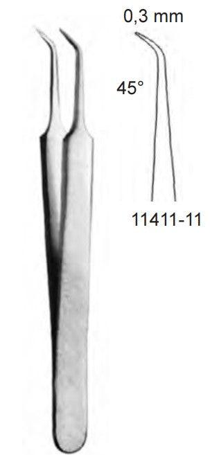 Micro pincettes, Bijoutiers 11cm, 45°, 0.3mm - Besururgical