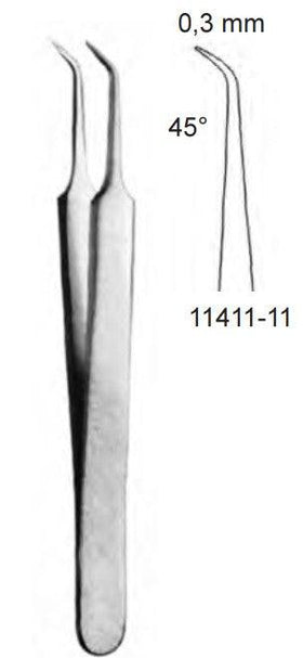 Micro pincet, Jewellers 11cm, 45°, 0.3mm - Besurgical