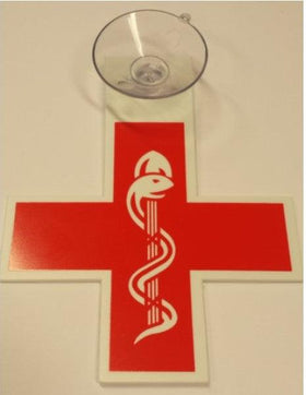 Kenteken-kruis Rood met zuignap (dokter) - Besurgical