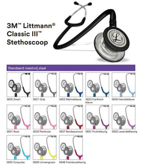 Stethoscoop Littmann Classic III - met 2 membranen - verschillende kleuren - 3M - Besurgical